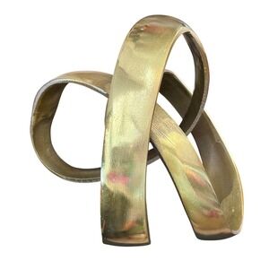 Modern Abstract Knot Sculpture Gold Tone Metal Desk Shelf Decor Art Accent
